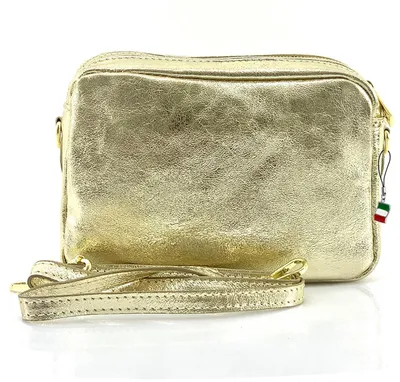 Imagen del producto de Bolso de cuero dorado, tamaño mediano, 22x15x9 cm, colección Florence, para mujer, modelo D3OTF809Z