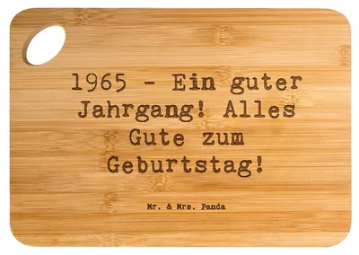 Produktbild von Mr. & Mrs. Panda Hackbrett Spruch 1965 Geburtstag - Transparent - Geschenk, Geburtstagsgeschenk, Jahrgangsspruch, Schneidebrett, Jahrgang, Brett, Alles gut zum, Holzbrett