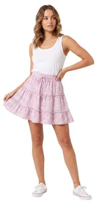 Produktbild von Damen Minirock Sommer Hochtailliert Ausgestellt Blumenmuster Rosa XXL