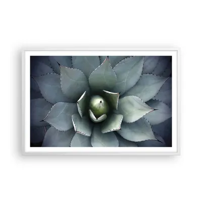 Produktbild von Gerahmtes Poster - Weißer Rahmen - Blau Blätter Agave - 91,5x61 cm - Wand Bild - Wanddeko - Wandbilder - Kunstposter - Wandposter - Bilderrahmen - Bilder - Kunstdruck Wanddekoration - P2WAA91x61-5133