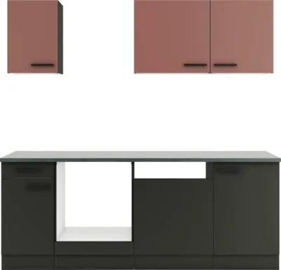 Produktbild von Optifit Küchenzeile ohne Geräte Nizza407/Madrid420 210 cm rostrot anthrazit matt zerlegt Variante reversibel KPNM 2179OE