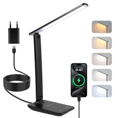 Zdjęcie produktu dla Lampa biurkowa LED Carehabi, regulowana jasność, lampa biurkowa LED z 5 kolorami