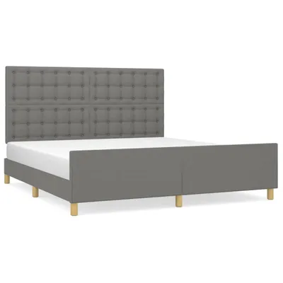 Image de vidaXL Cadre de lit sans matelas gris foncé 160x200 cm Tissu