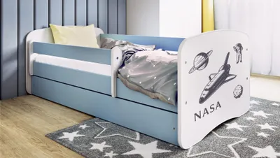Produktbild von Kinderbett Jugendbett NASA 70x140, 80x160, 80x180 cm - Komplettset mit Schublade & Rausfallschutz