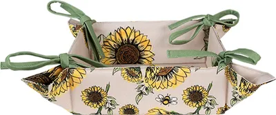 Immagine prodotto di Cestino per pane Clayre & Eef 35x35x8 cm Beige Giallo Cotone Girasoli