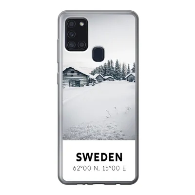 Produktbild von MuchoWow® Handyhülle Schutzhülle Hülle für Samsung Galaxy A21s Schweden - Schnee - Bäume Silikon Softcase Handy Hülle - Hartschale