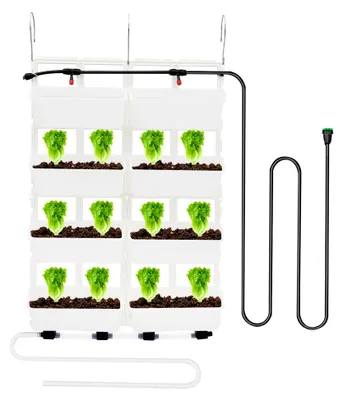 Produktbild von Vertikales Mehrstöckiges Pflanzregal für Hydrokultur mit Automatischer Tropfbewässerung und 8 Pflanzbehältern, Indoor Garten für Balkon (Halbtransparent)