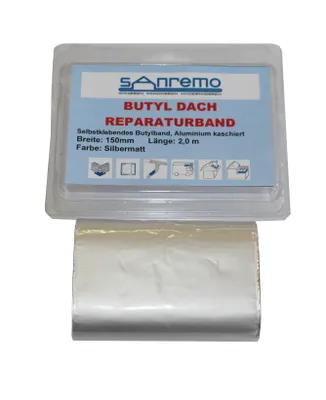 Obrázok produktu pre Sanremo DACH opravná páska na odkvapy samolepiaca butylové pásky hliník matný 150mm x 2m