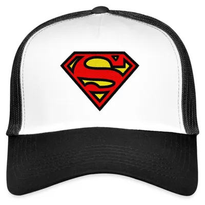 Produktbild von Spreadshirt Superman Logo S-Shield Stick Trucker Cap, One size, Weiß/Schwarz