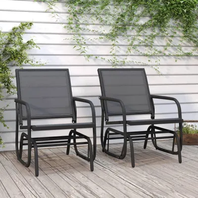 Produktbild von Möbel Garten-Schaukelstühle 2 Stk. Schwarz 61x76x87cm Textilene StahlHollywoodschaukeln - Hollywoodschaukeln c6327