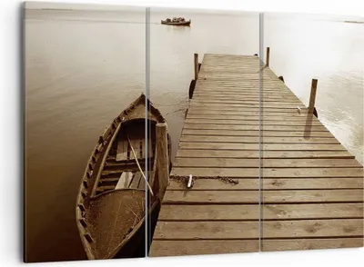 Produktbild von Bild auf Leinwand - Leinwandbild - 3 Teile - Brücke Boot Sepia - 105x70cm - Wand Bild - Wanddeko - Wandbilder - Leinwanddruck - Bilder - Wanddekoration - Leinwand bilder - Wandbild - CE105x70-4135