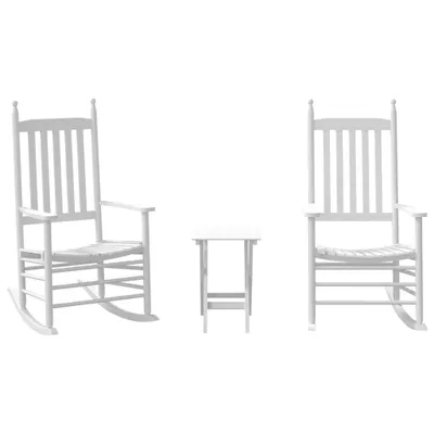 Produktbild von Schaukelstühle 2 Stk. mit Klapptisch Weiß Massivholz Pappel