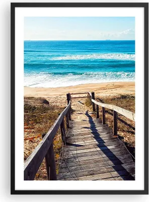 Produktbild von Gerahmtes Poster - Schwarzer Rahmen - Meer Strand Eintritt - 50x70 cm - Wand Bild - Wanddeko - Wandbilder - Kunstposter - Wandposter - Bilderrahmen - Bilder - Kunstdruck - Wandbild - P2BPA50x70-4359