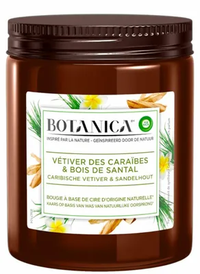Zdjęcie produktu dla Świeca zapachowa Airwick Botanica – 120 g – wetiwer karaibski i drzewo sandałowe