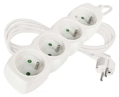 Prodlužovací kabel 2 m / 4 zásuvky / bílý / PVC / 1 mm2