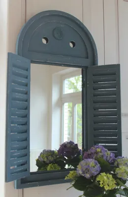 Produktbild von Landhaus Spiegel, Wandspiegel KRETA mit Fensterläden im Shabby Chic