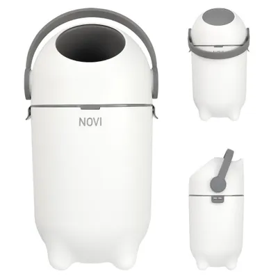 Produktbild von Novi Nappy Windeleimer – kompakter Windeleimer für Standard-Müllbeutel, große Kapazität, platzsparend, White Grey