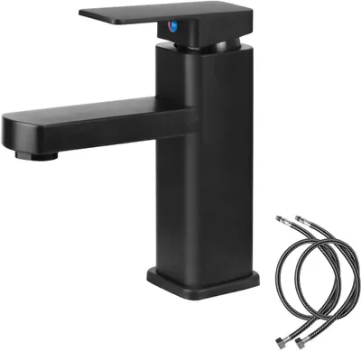 Obrázek produktu pro Černá armatura pro bidet, směšovací baterie pro teplou a studenou vodu, nerezová ocel, 2 hadice, pro použití u toalety