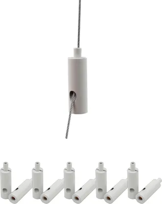 Produktbild von 10x Drahtseilhalter / Gripper 15, M4 Innengewinde, für Drahtseil Ø 1,0 - 1,5 mm | weiß