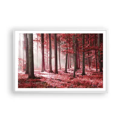 Produktbild von Gerahmtes Poster - Weißer Rahmen - Wald Rot Bäume - 91,5x61 cm - Wand Bild - Wanddeko - Wandbilder - Kunstposter - Wandposter - Bilderrahmen - Bilder - Kunstdruck - Wanddekoration - P2WAA91x61-4944