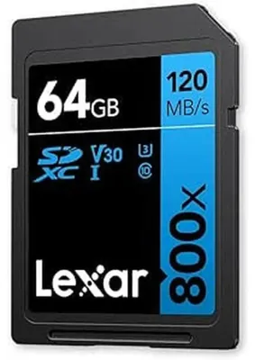 Produktbild von Lexar High-Performance 800xPRO, 64 GB, SDXC, Klasse 10, UHS-I, 150 MB/s, Class 3 (U3)
