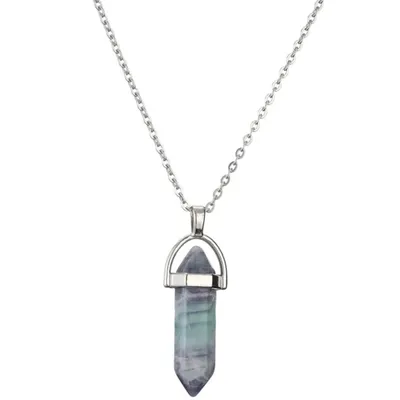 Produktbild von Elegante Agar Halskette in Grün und Lila - Naturstein Schmuck KP34124