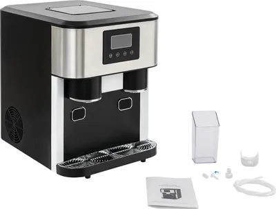 Produktbild von 3-in-1 Eiswürfelmaschine - Tragbarer Eiswürfelbereiter aus Edelstahl - Schnelle Eisproduktion - Für Zuhause, Büro, Café und Bar - Schwarz