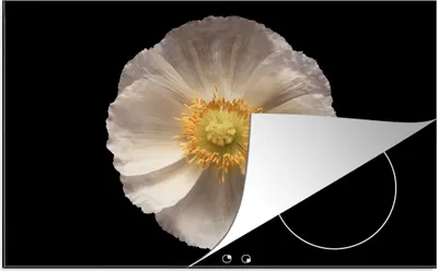 Produktbild von KitchenYeah© Herdabdeckplatte Mohn - Blume - Weiß , 89x51cm, Küche Deko, Glaskeramikkochfeld Herdabdeckung, Abdeckplatte fùr Kochfeld