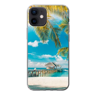 Produktbild von MuchoWow® Handyhülle Schutzhülle Hülle für iPhone 12 Tropisch - Strand - Palme Silikon Softcase Handy Hülle - Schutzhülle
