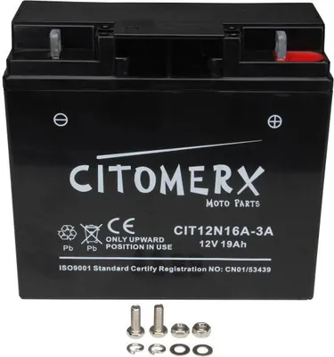 Produktbild von Gel-Batterie CIT 12N16A-3A, 12 V 19 Ah, Citomerx, Pluspol rechts, passend für DIN 51913
