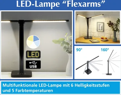 Productafbeelding van LED-bureaulamp, 2-arms, 41 cm