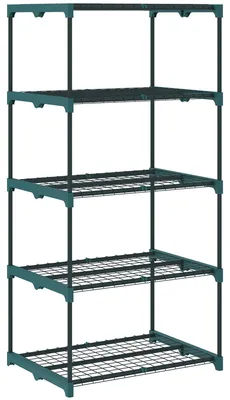 Immagine prodotto di Scaffale a 5 livelli per piante, adatto sia per interni che per esterni | Colore: verde scuro | Dimensioni: 49x67x138 cm