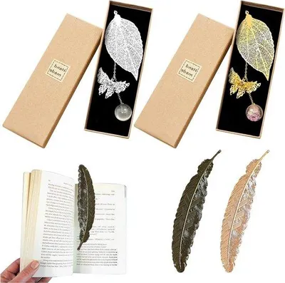 Produktbild von Bücher Lesezeichen mit Federn und getrockneten Blumen, Dekoration