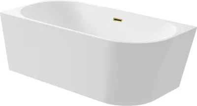 Produktbild von Balneo Eckbadewanne Badewanne Acryl AVOLA 160x80cm Links Deckel Klick-Klack Stöpsel gold glänzend