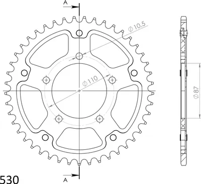 Immagine prodotto di Supersprox Stealth-Kettenrad 530 - 45Z (oro) RST-829:45-GLD|ID 87,0 LK 110,0 5-Loch