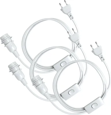 Produktbild von EAZY CASE 3x E14 Lampenfassung mit Kabel 5m, aus Kunststoff, mit Ein- und Ausschalter, Sockeladapter in Weiß