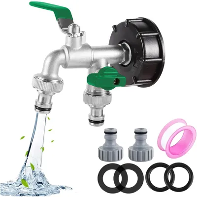 IBC-Aftapkraan 1000 l, Doppelauslauf, 1/2 Zoll, grün