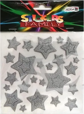 Obrázok produktu pre Aliga – trblietavé hviezdicové nálepky na dekoráciu, 13 x 13 cm, samolepiace dekoratívne nálepky na ručné práce a balenie darčekov, NKX-6150