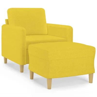 Produktbild von vidaXL Sessel mit Hocker Hellgelb 60 cm Stoff