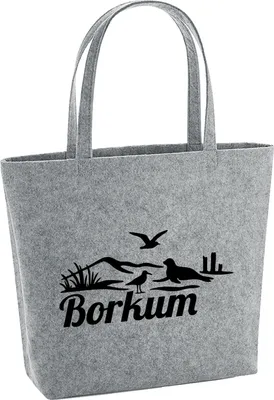 Produktbild von Huuraa Filzshopper Borkum Strandmotiv 22 Liter Grey Melange Filztasche Geschenkidee