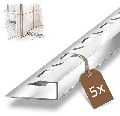 Produktbild von Dalsys 5x Fliesenschiene Eckprofil 2,5m x 10mm Chrom glänzend Alu