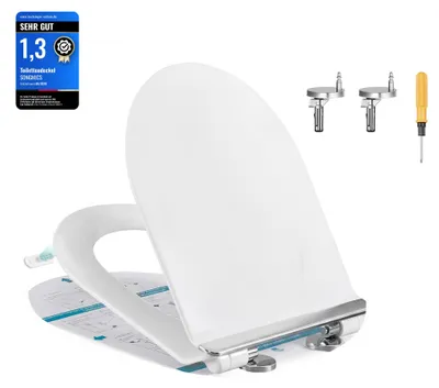 Produktbild von SONGMICS Toilettendeckel mit Absenkautomatik, Urea-Duroplast, kurze D-Form – D-Form Kurze