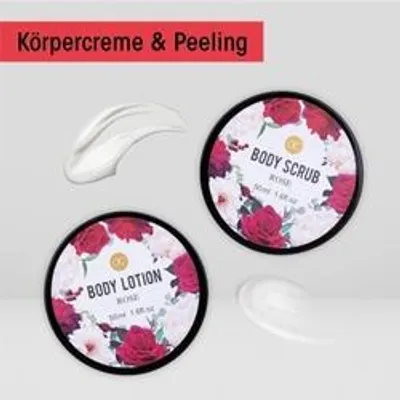 Produktbild von Geschenkset Duschset Wellness Badesalz Damen Rose in Holzkorb