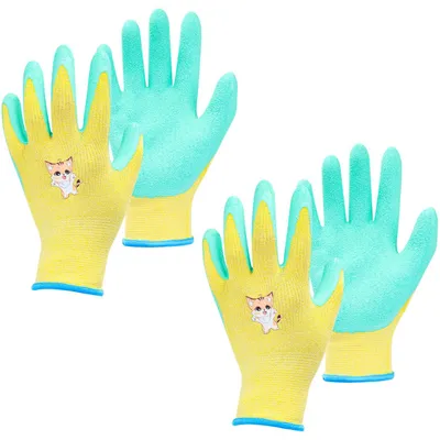 Productafbeelding van Tuinhandschoenen voor kinderen van 3 tot 6 jaar, 2 paar tuinhandschoenen voor kinderen, handschoenen voor kamperen en strandwandelingen, veiligheidshandschoenen voor werk (2 paar groene handschoenen, maat S voor kinderen van 3 tot 6 jaar)