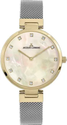 Productafbeelding van Jacques Lemans polshorloge Milano, zilverkleurig met gouden accenten