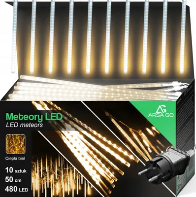 Zdjęcie produktu dla Kurtyna świetlna LED ciepła biel meteory 480 szt