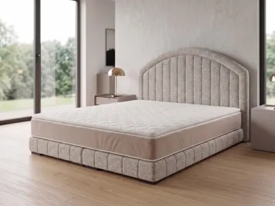 Produktbild von Polsterbett  LEON 2 mit Kopfteil, modernes gepolstertes Bett in 140 x 200 cm Farbe: Beige