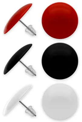 Produktbild von 3er Set Ohrstecker aus Acryl mit Edelstahlstift in schwarz, rot und weiß -