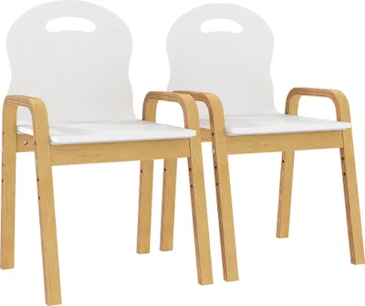 Produktbild von AIYAPLAY 2er Set Kinderstuhl aus Holz Höhenverstellbar Schreibtischstuhl Weiß