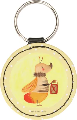 Produktbild von Mr. & Mrs. Panda Schlüsselanhänger Glühwürmchen - Gelb Pastell - Geschenk, Taschenanhänger, Lustige Sprüche, Liebesspruch, Heiratsantrag, Bunt, edel, Leuchten, Anhänger